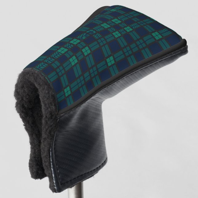 Tartan Clan Black Watch Plaid Blue Green Check Golf Head Cover (3/4 Front)