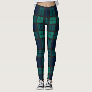 Tartan Clan Black Watch Plaid Blue Green Chequered Leggings