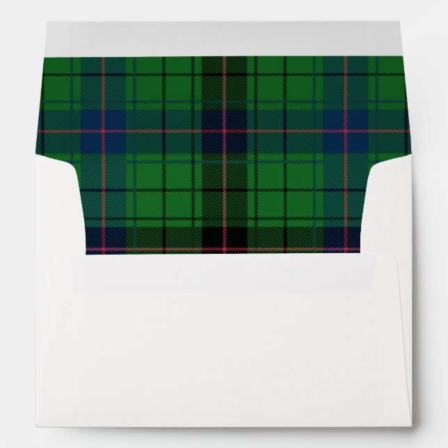 Tartan Clan Davidson Plaid Green Black Blue Envelope (Back (Bottom))