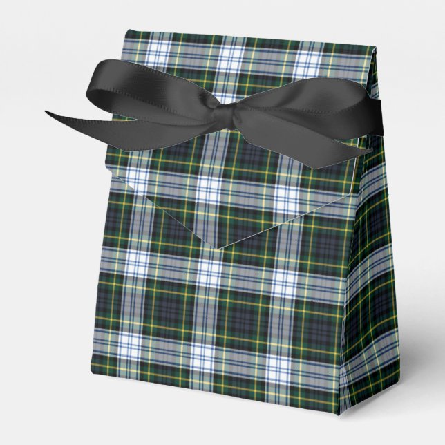 Tartan Clan Gordon White Green Plaid Favour Box (Front Side)