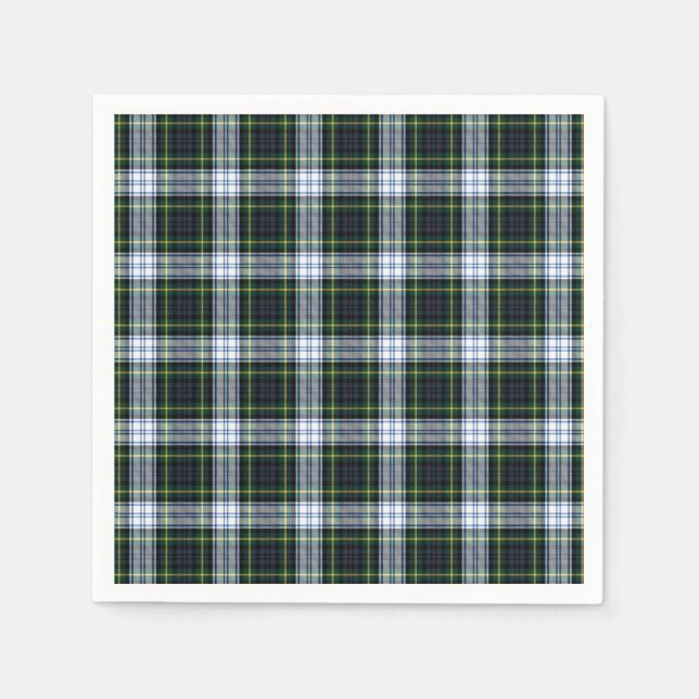 Tartan Clan Gordon White Green Plaid Napkin (Front)