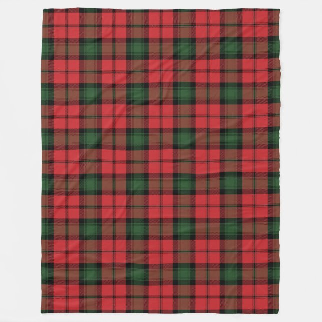 Tartan Clan Kerr Plaid Red Green Black Check Fleece Blanket (Front)