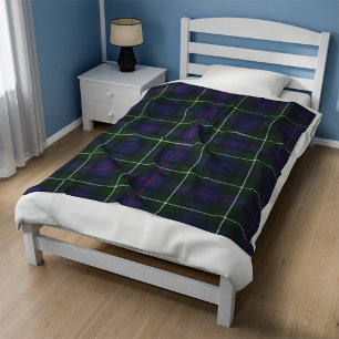 Tartan Clan MacKenzie Plaid Green Purple Fleece Blanket