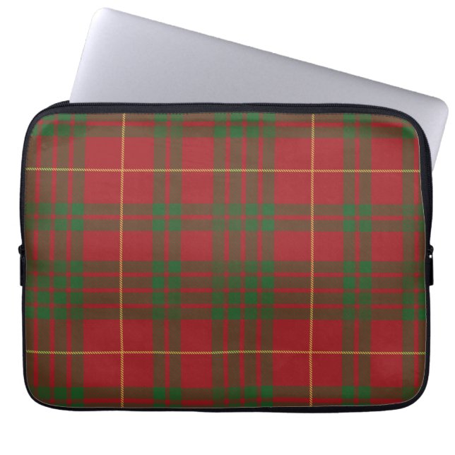 Tartan Clan MacTavish Plaid Red Green Chequered Laptop Sleeve (Front)