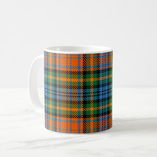 Tartan Clan Murray Plaid Orange Blue Check Coffee Mug