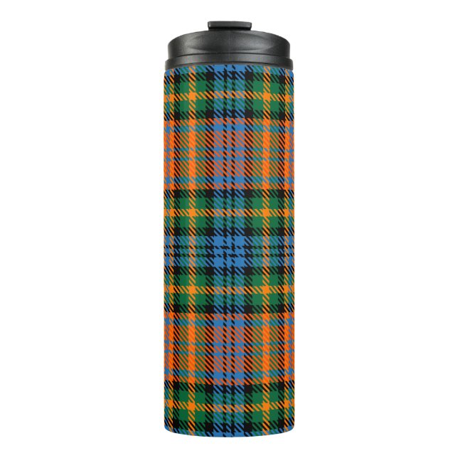 Tartan Clan Murray Plaid Orange Blue Check Thermal Tumbler (Front)