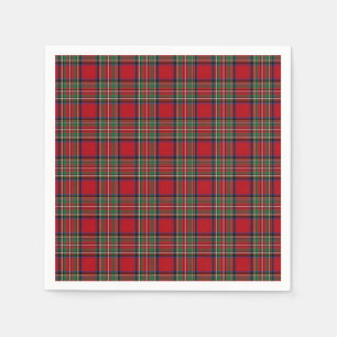 Tartan Clan Stewart Plaid Black Red Check Pattern Napkin