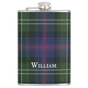Tartan Clan Sutherland Plaid Green Black Rustic Hip Flask