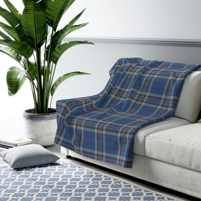 Tartan Clan Thompson Plaid Blue Grey Check Fleece Blanket (Creator Uploaded)