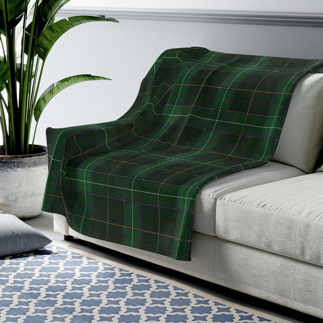 Tartan Clan Walsh Plaid Green Check Pattern Fleece Blanket (Creator Uploaded)