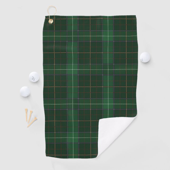 Tartan Clan Walsh Plaid Green Check Pattern Golf Towel (InSitu)