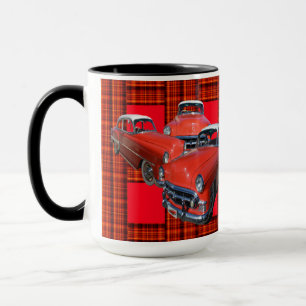 Tartan Classy Red And White Vintage Cars, Mug