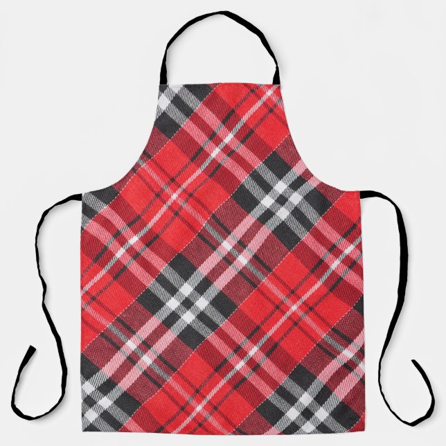 Tartan Cloth Pattern Top View Apron (Front)