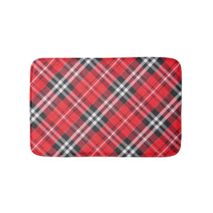 Tartan Cloth Pattern Top View Bath Mat