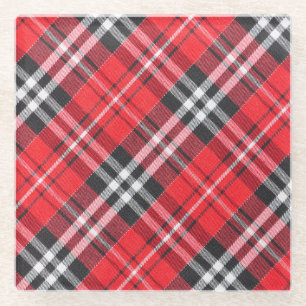 Tartan Cloth Pattern Top View Glass Coaster