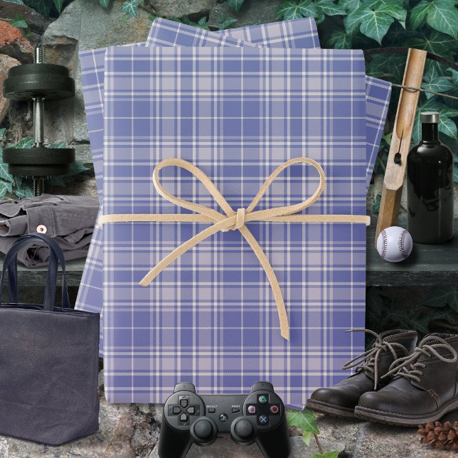 Tartan - Dark Purple-Mauve-Cement White Wrapping Paper Sheet (Tartan - Dark Purple-Mauve-Cement White Wrapping Paper Sheets by Leapfroglisics Shop)