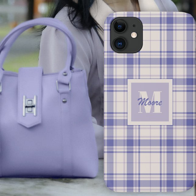 Tartan - Dark to Light Purple - Phone Case (Tartan - Light to Dark Purple on Cement by Leapfroglisics Shop)