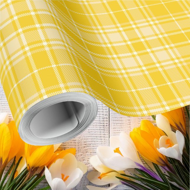 Tartan - Dark Yellow to Pastel Yellow Wrapping Paper (Tartan - Dark Yellow to Pastel Yellow Wrapping Paper by Leapfroglisics Shop)