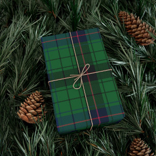 Tartan Davidson Plaid Green Black Blue Wrapping Paper