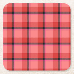 Tartan Design Square Paper Coaster