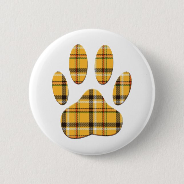 Tartan Dog Paw Print 6 Cm Round Badge (Front)