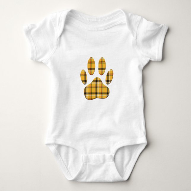 Tartan Dog Paw Print Baby Bodysuit (Front)