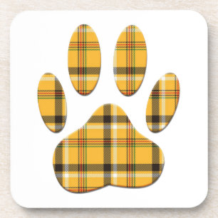 Tartan Dog Paw Print Coaster