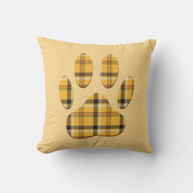 Tartan Dog Paw Print Cushion (Front)