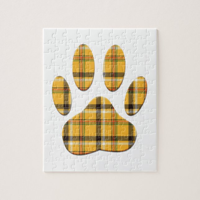 Tartan Dog Paw Print Jigsaw Puzzle (Vertical)