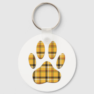 Tartan Dog Paw Print Key Ring