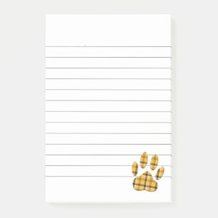 Tartan Dog Paw Print Lined Post-it Notes