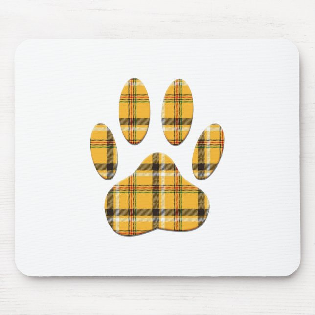 Tartan Dog Paw Print Mouse Pad (Front)