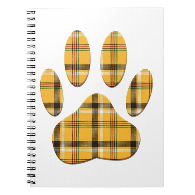 Tartan Dog Paw Print Notebook (Front)