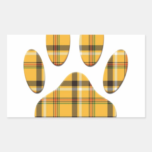 Tartan Dog Paw Print Rectangular Sticker (Front)