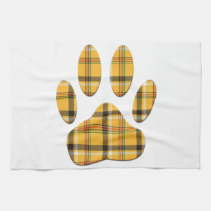 Tartan Dog Paw Print Tea Towel