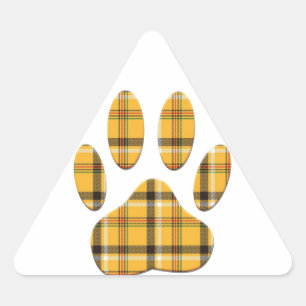 Tartan Dog Paw Print Triangle Sticker