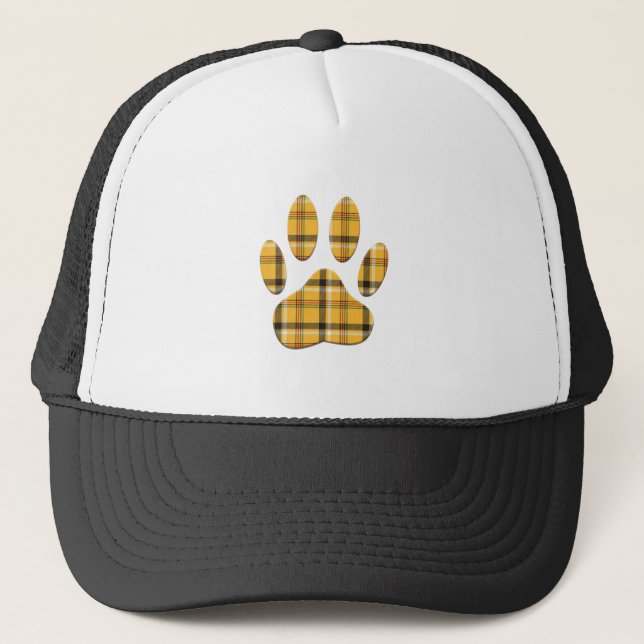 Tartan Dog Paw Print Trucker Hat (Front)