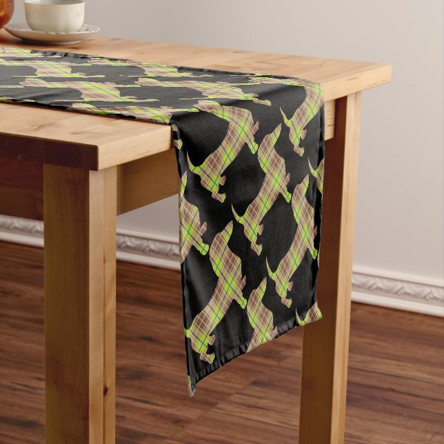 Tartan-Doxie-Green Short Table Runner (In Situ)
