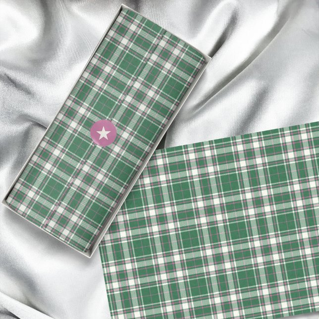 Tartan - Emerald Green-Ivory-Rose Pink Tissue Paper (Tartan - Emerald Green-Ivory-Rose Pink Tissue Paper by Leapfroglisics Shop)