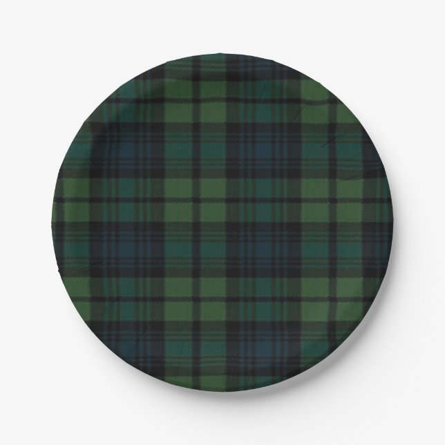 Tartan Fabric 7" Round Paper Plate (Front)