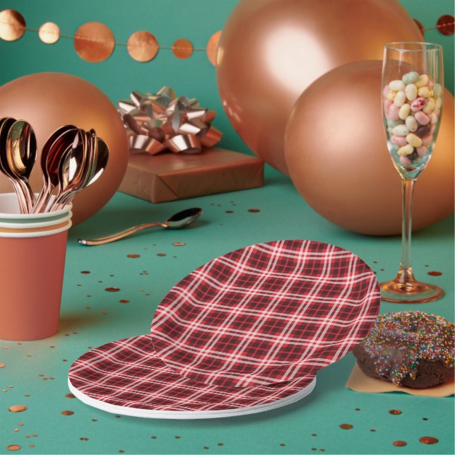 Tartan Fabric 7" Round Paper Plate (Multi)