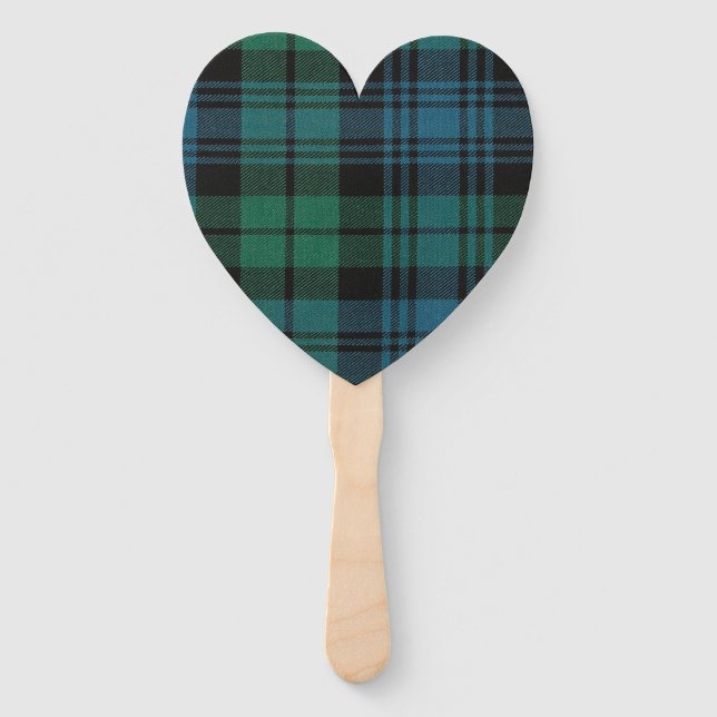 Tartan Fabric Heart Hand Fan (Front)