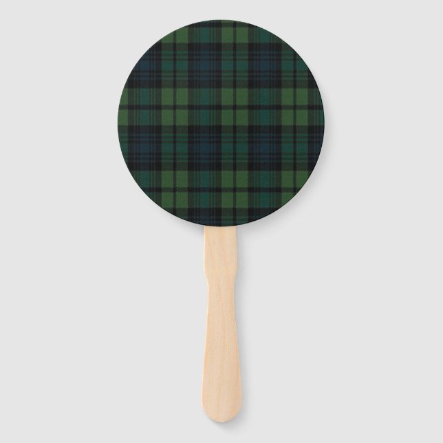 Tartan Fabric Round Hand Fan (Front)