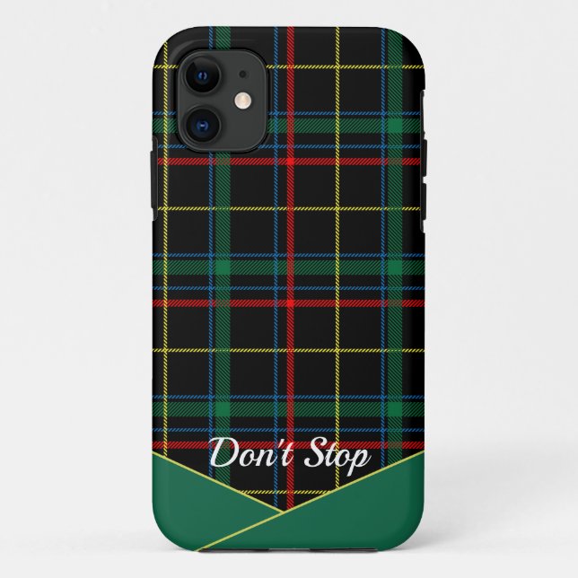 Tartan green-black plaid iPhone Case (Back)