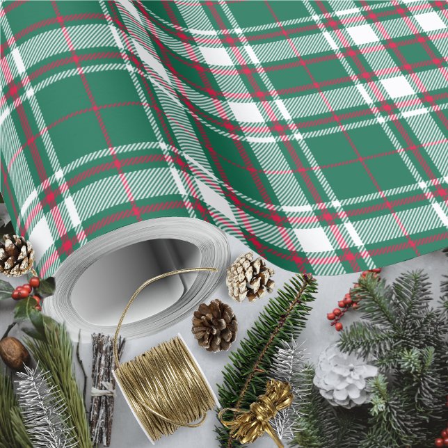 Tartan - Green White and Red Wrapping Paper (Tartan - Green White and Red Wrapping Paper Rolls by Leapfroglisics Shop)