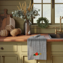 Tartan grey simple wildflower pattern