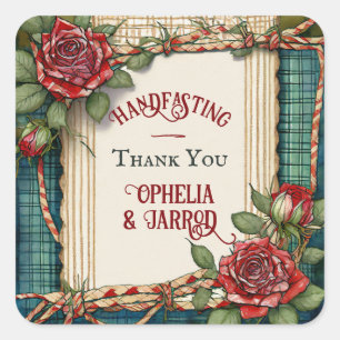 TARTAN HANDFASTING STICKERS FOR FAVORS ENVELOPES