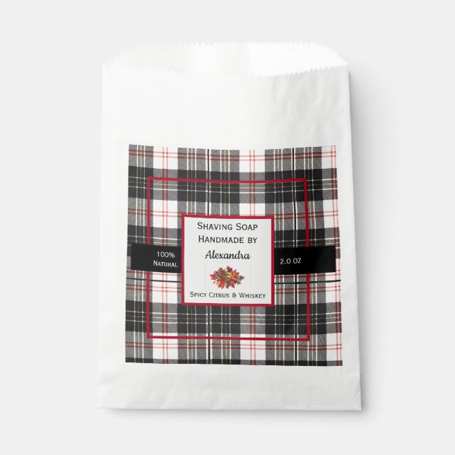Tartan Handmade Shave Soap Product Label Favour Bag (Front)