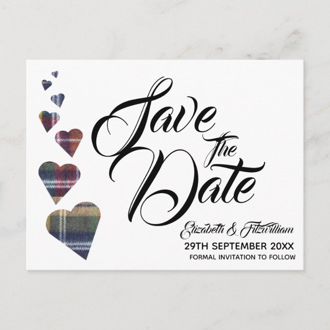 Tartan Heart Save the Date Postcard (Front)
