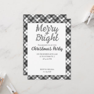 Tartan holidays Christmas Party Merry Bright Invitation